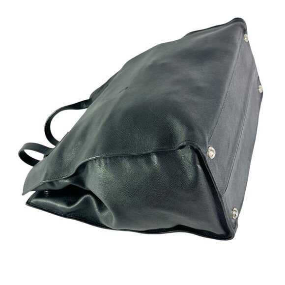 PRADA Authentic Front Logo Black Leather Saffiano Tote Bag Made in Italy - Picture 6 of 14